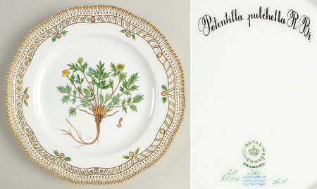 Flora Danica (1961 To Current) 9" Pierced Luncheon Plate/Fruit Std-Potentilla pul