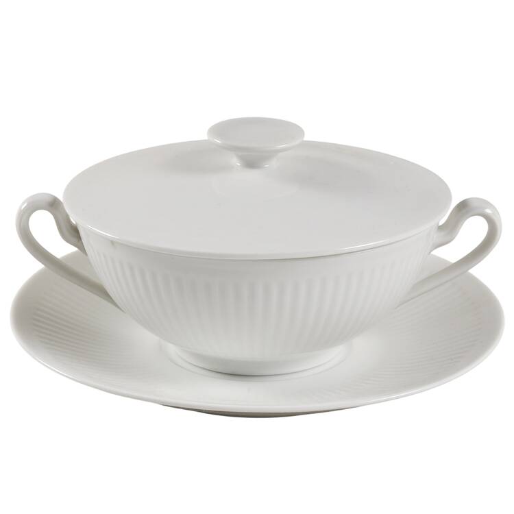 Georgiana Cream Soup Bowl & Saucer Set with Lid