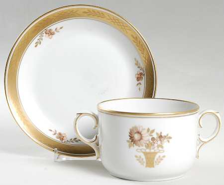 Golden Basket Flat Bouillon Cup & Saucer
