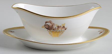 Golden Basket Gravy Boat with Attached Underplate