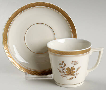 Golden Clover (Cream) Flat Cup & Saucer Set by Royal Copenhagen