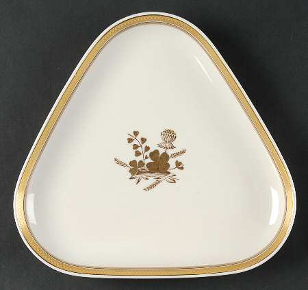 Golden Clover (Cream) Triangular Cake Plate by Royal Copenhagen