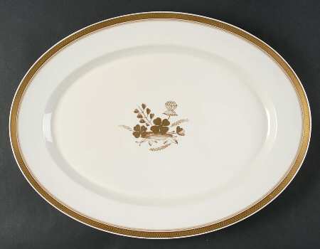 Golden Clover (Cream) 16" Oval Serving Platter by Royal Copenhagen