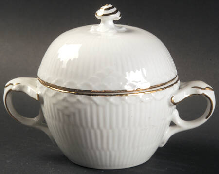 Gold Fan Sugar Bowl & Lid