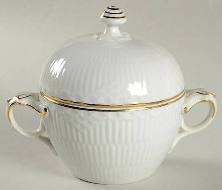 Gold Fan Sugar Bowl & Lid
