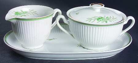 Green Melodi Creamer & Sugar with Lid & Tray Set