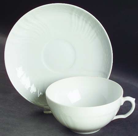 Josephine White Flat Cup & Saucer Set