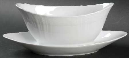 Josephine White Gravy Boat with Attached Underplate