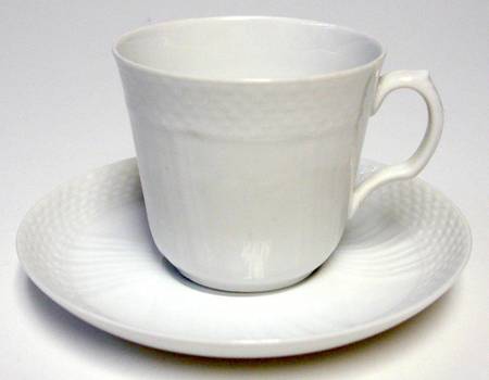 Josephine White Flat Demitasse Cup & Saucer Set