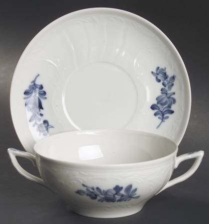 Juliane Marie Blue Flat Cream Soup Bowl & Saucer Set