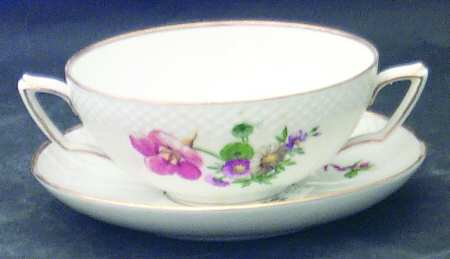 Light Saxon Flower Footed Cream Soup Bowl & Saucer Set