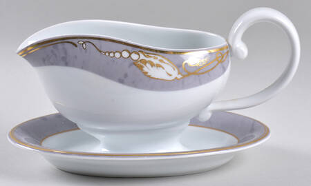 Magnolia Blue Gravy Boat with Attached Underplate
