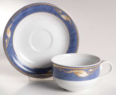 Magnolia Blue Flat Cup & Saucer Set