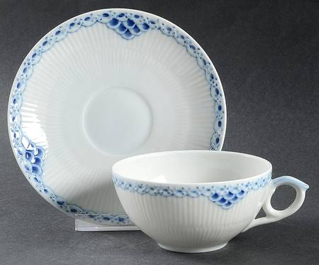 Princess Blue Flat Cup & Saucer Set