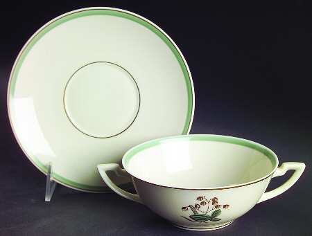 Quaking Grass Flat Cream Soup Bowl & Saucer Set