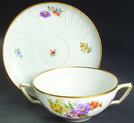Saxon Flower (1221) Flat Cream Soup Bowl & Saucer Set