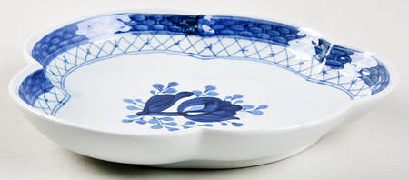 Tranquebar Blue (Rim, Wide Lattice Band) Pickle Dish