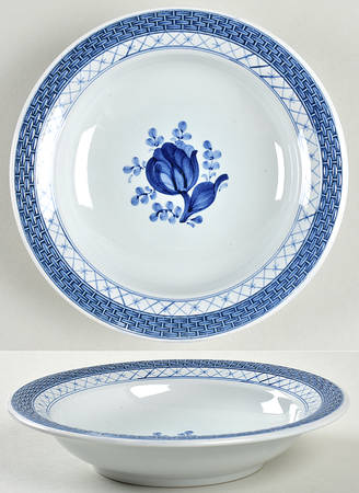 Tranquebar Blue (Rim, Wide Lattice Band) Rim Cereal Bowl