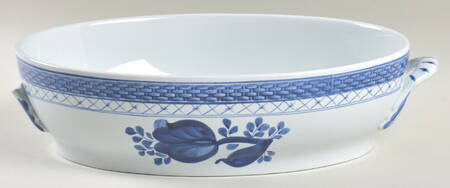 Tranquebar Blue (Rim, Wide Lattice Band) Oval Vegetable No Lid