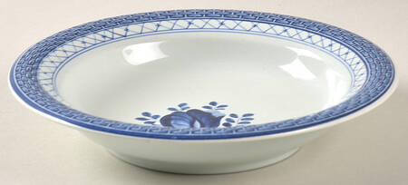 Tranquebar Blue (Rim, Wide Lattice Band) Rim Cereal Bowl
