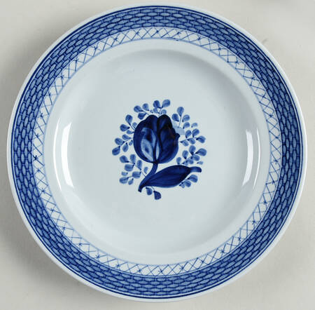 Tranquebar Blue (Rim, Wide Lattice Band) Salad Plate