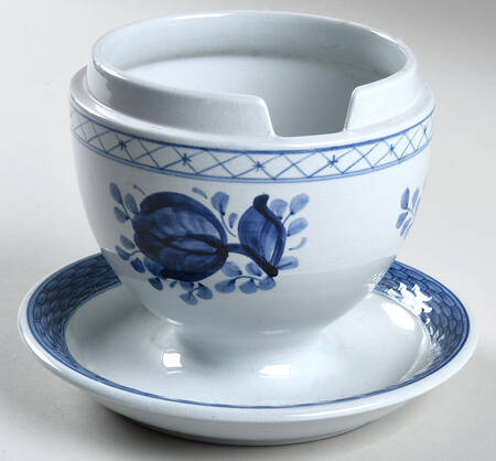 Tranquebar Blue (Rim, Wide Lattice Band) Marmalade w/Attached Underplate No Lid