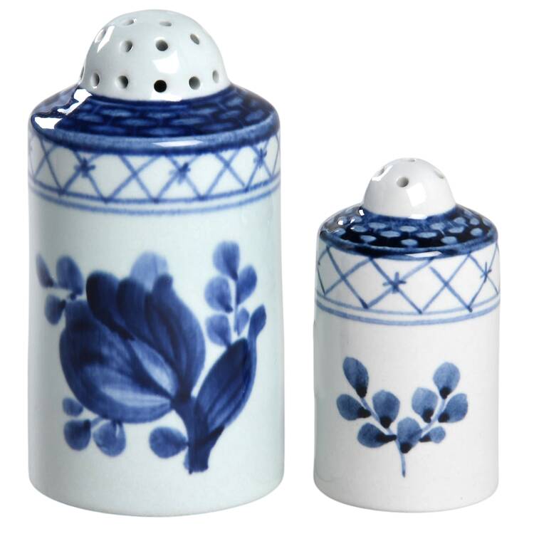 Tranquebar Blue (Rim, Wide Lattice Band) Salt & Pepper Set