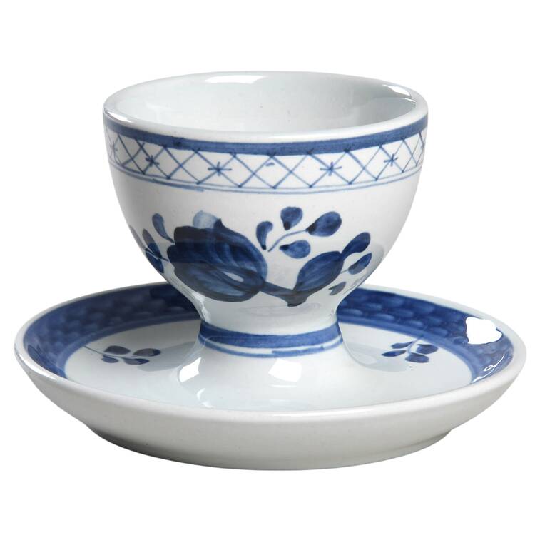 Tranquebar Blue (Rim, Wide Lattice Band) Mustard Jar No Lid