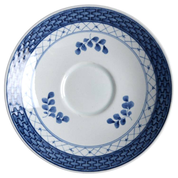 Tranquebar Blue (Rim, Wide Lattice Band) Saucer for Flat Demitasse Cup