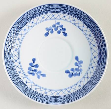 Tranquebar Blue (Rim, Wide Lattice Band) Saucer for Flat Cup