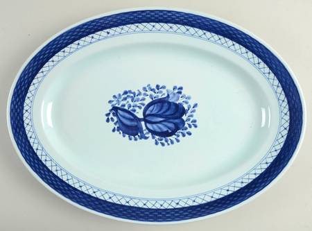 Tranquebar Blue (Rim, Wide Lattice Band) 14" Oval Serving Platter