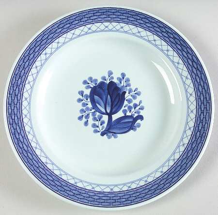 Tranquebar Blue (Rim, Wide Lattice Band) Salad/Dessert Plate