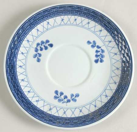 Tranquebar Blue (Rim, Wide Lattice Band) Saucer for Flat Cup