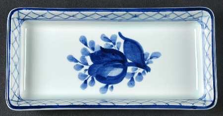 Tranquebar Blue (Rim, Wide Lattice Band) Pickle Dish