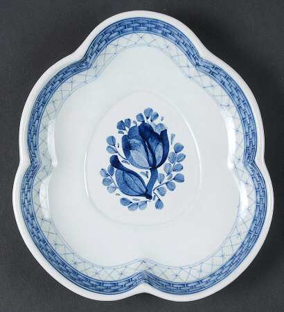 Tranquebar Blue (Rim, Wide Lattice Band) Pickle Dish
