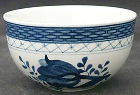 Tranquebar Blue (Rim, Wide Lattice Band) Open Sugar Bowl