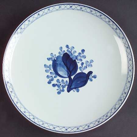 Tranquebar Blue (Rim, Narrow Lattice Band) Coupe Salad Plate
