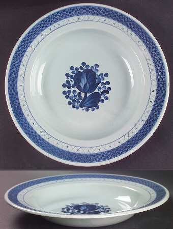 Tranquebar Blue (Rim, Wide Lattice Band) Rim Soup Bowl