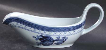 Tranquebar Blue (Rim, Wide Lattice Band) Individual Gravy Boat
