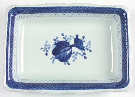 Tranquebar Blue (Rim, Wide Lattice Band) 11" Rectangular Serving Platter