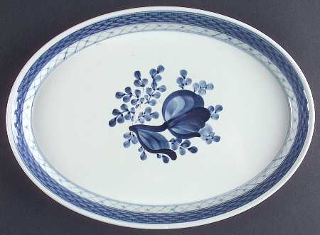 Tranquebar Blue (Rim, Wide Lattice Band) Tray for Creamer & Sugar with Lid