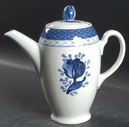 Tranquebar Blue (Rim, Wide Lattice Band) Mini Coffee Pot & Lid