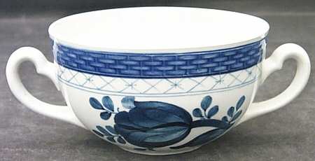 Tranquebar Blue (Rim, Wide Lattice Band) Flat Bouillon Cup