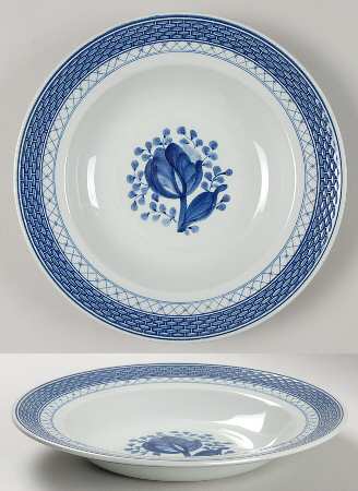 Tranquebar Blue (Rim, Wide Lattice Band) Rim Soup Bowl