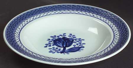 Tranquebar Blue (Rim, Wide Lattice Band) Rim Soup Bowl