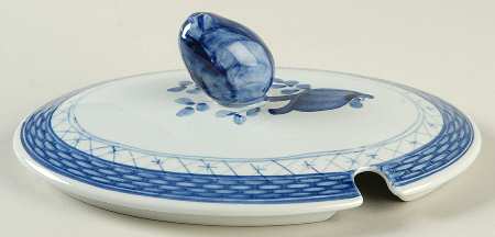 Tranquebar Blue (Rim, Wide Lattice Band) Lid for Sauce Boat