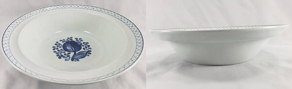 Tranquebar Blue (Rim, Narrow Lattice Band) Round Vegetable No Lid