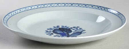 Tranquebar Blue (Rim, Narrow Lattice Band) Rim Soup Bowl