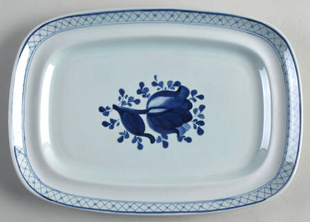 Tranquebar Blue (Rim, Narrow Lattice Band) 10" Rectangular Serving Platter