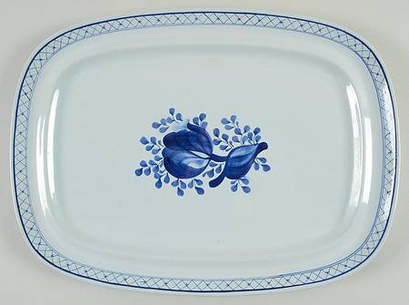Tranquebar Blue (Rim, Narrow Lattice Band) 14" Rectangular Serving Platter
